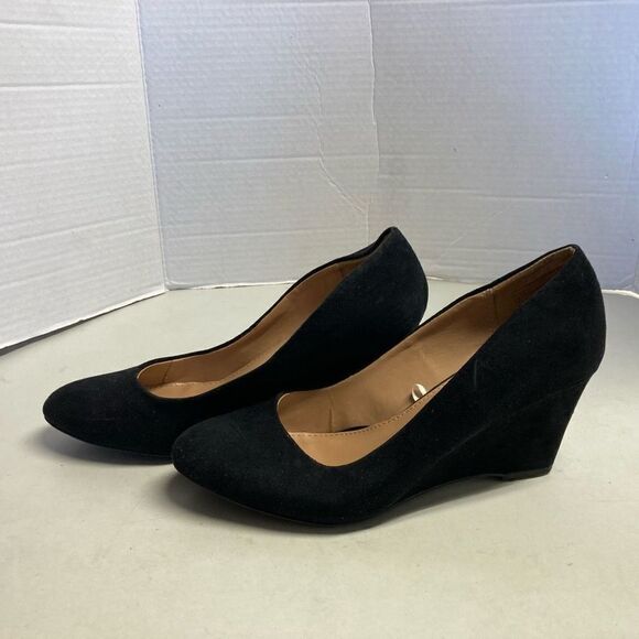 MERONA Women’s Wedge Heels Size 7.5 Black Faux Suede - Picture 4 of 12